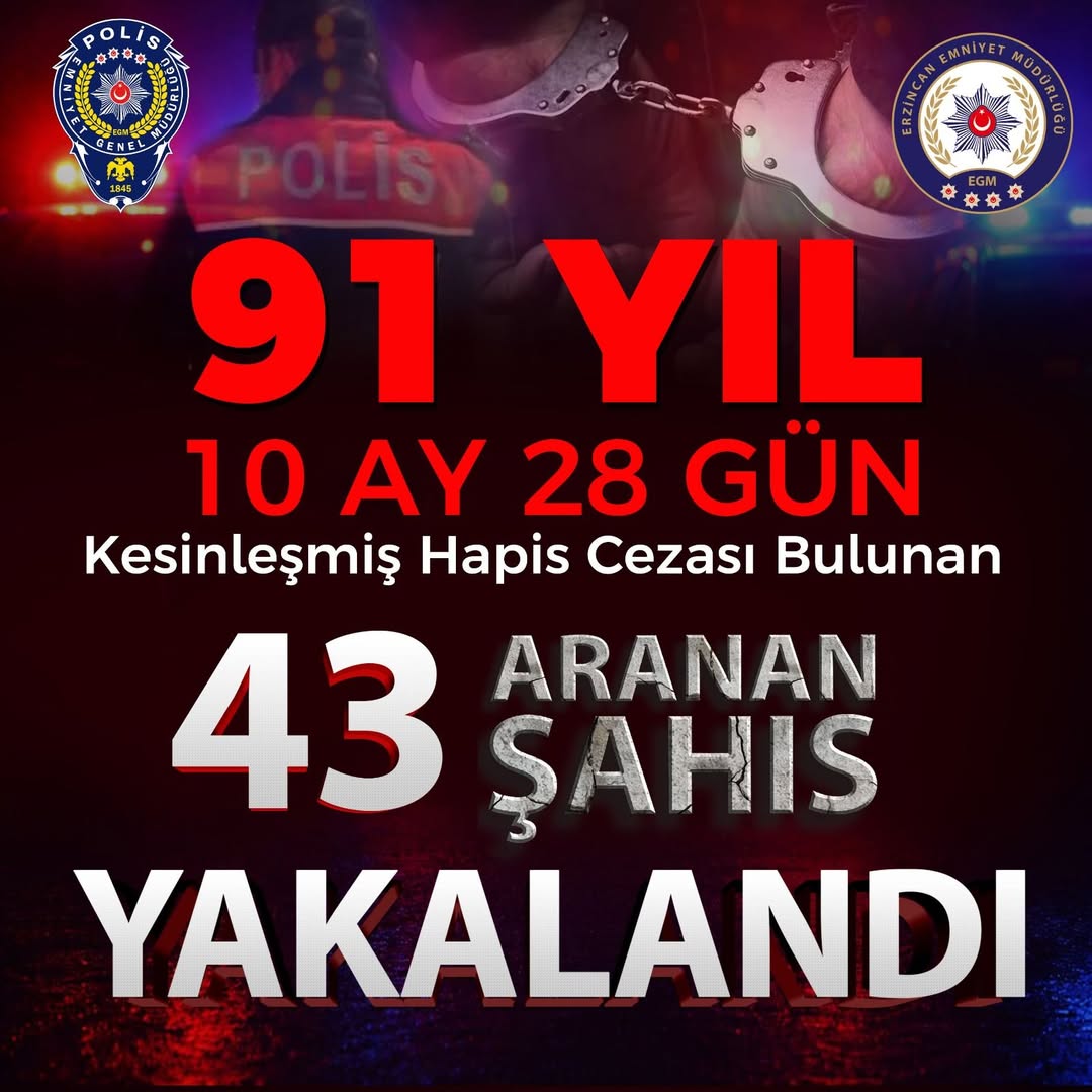 Aranması olan 43 şahıs yakalandı
