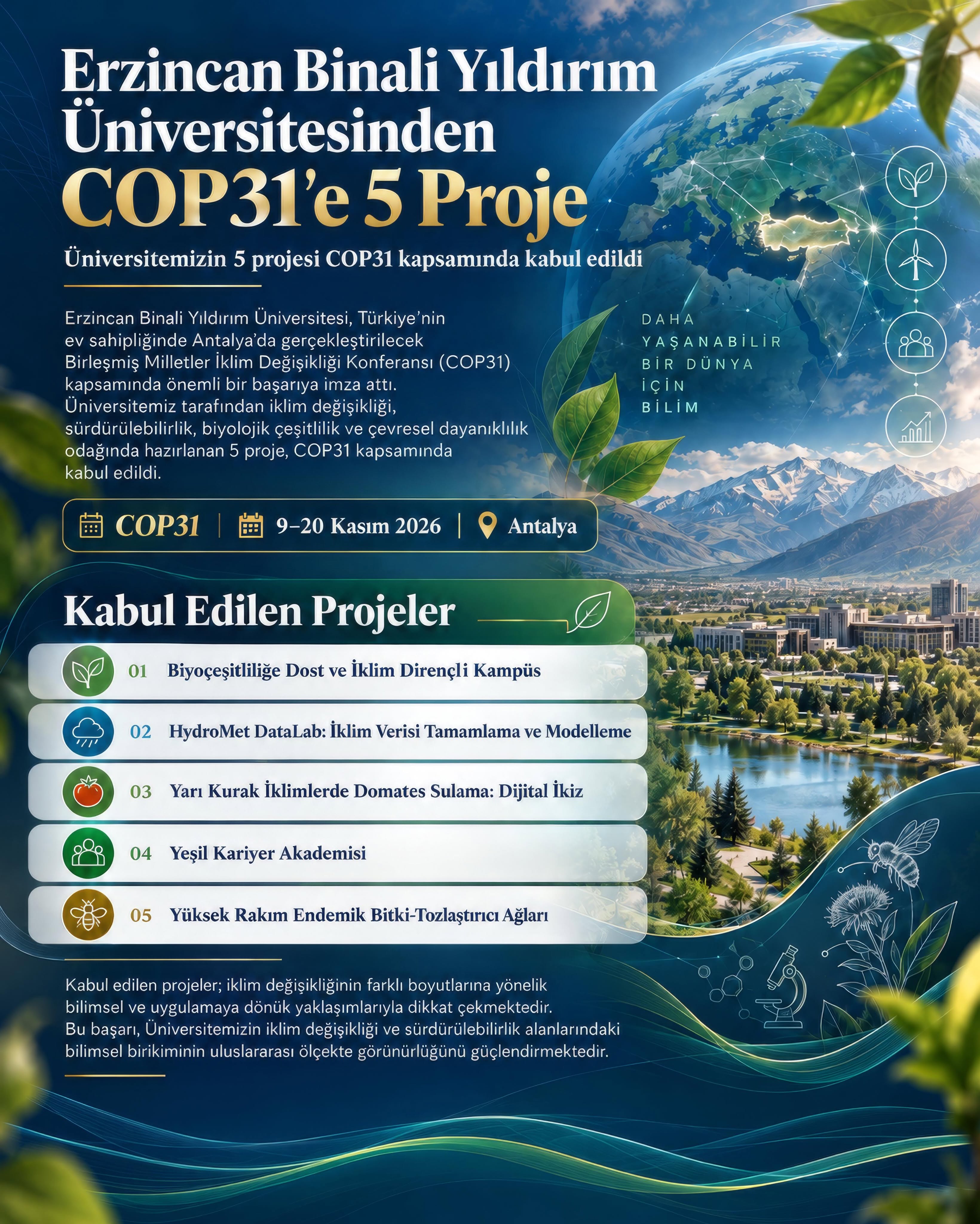 EBYÜ'den COP31’e 5 Proje