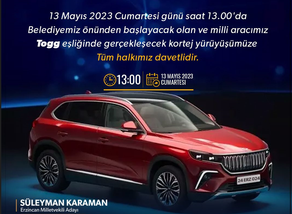 TOGG Cumartesi Erzincan'da olacak