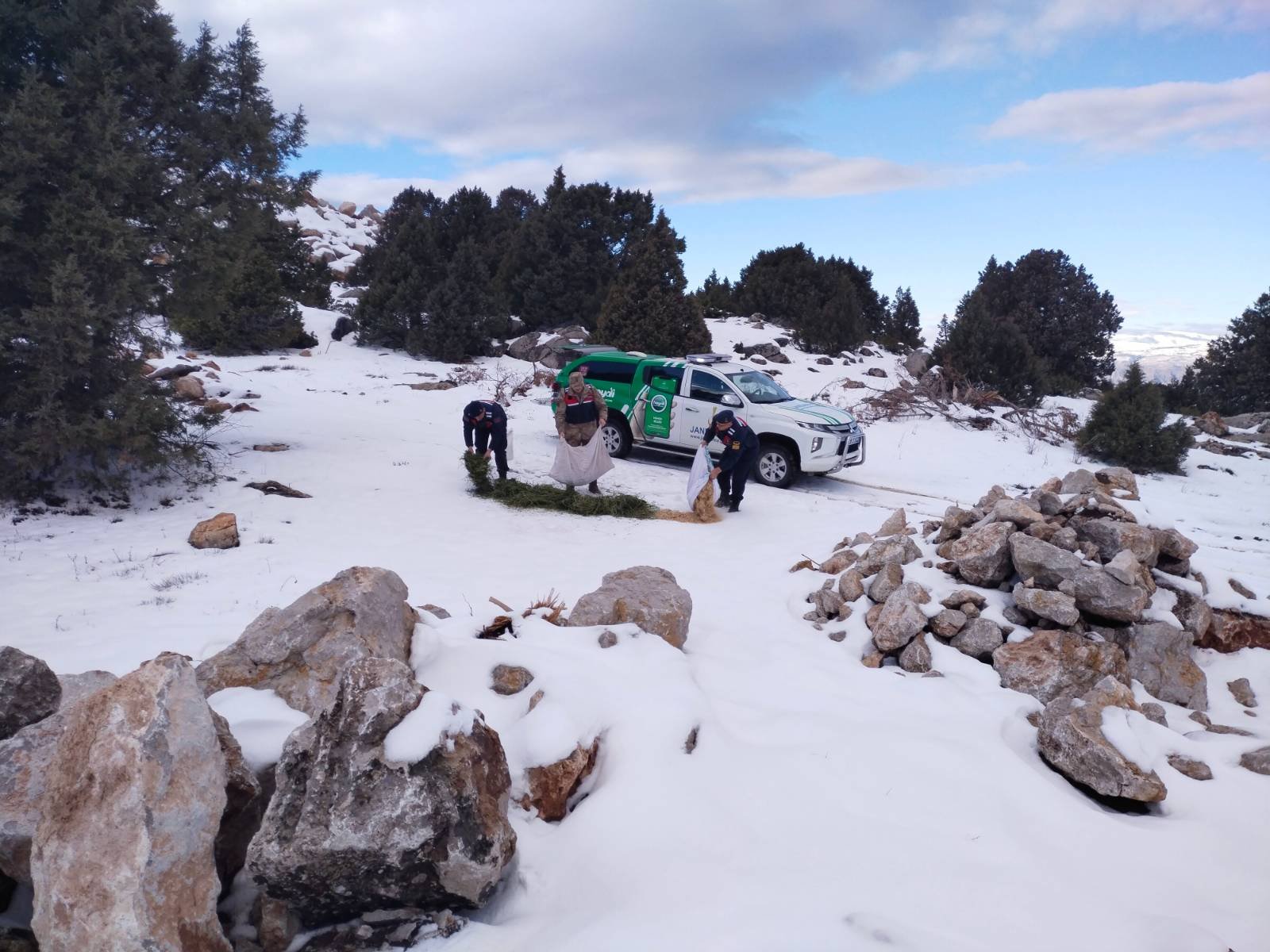 Jandarma Sokak ve Yaban Hayvanları İçin Doğaya Yem Bıraktı