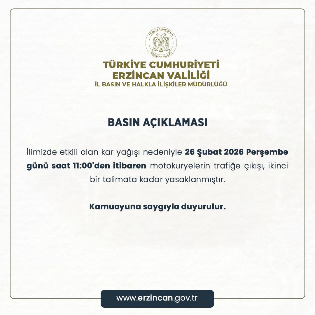 Motokuryelerin trafiğe çıkışına geçici yasak getirildi